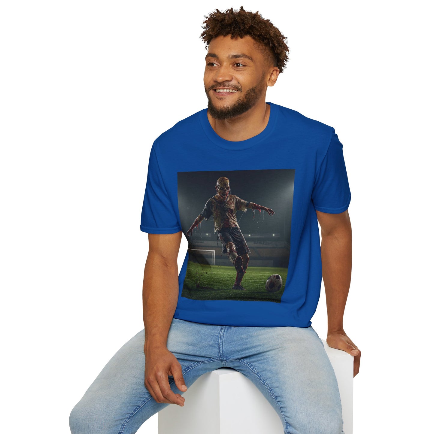 Zombie Soccer Unisex Softstyle T-Shirt - Perfect for Halloween and Sports Lovers