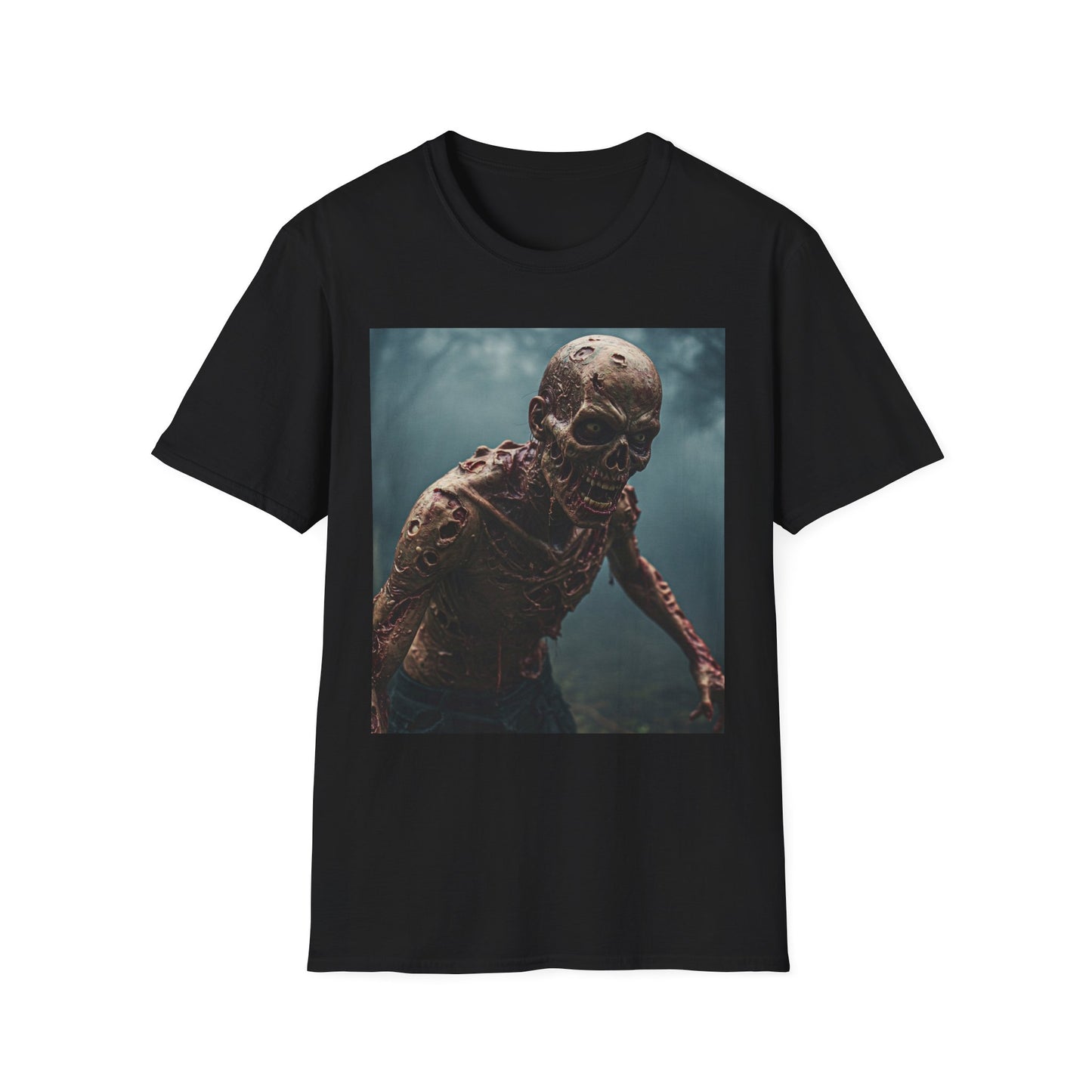 Apocalyptic Portrait Tee, bold, decaying zombie graphic