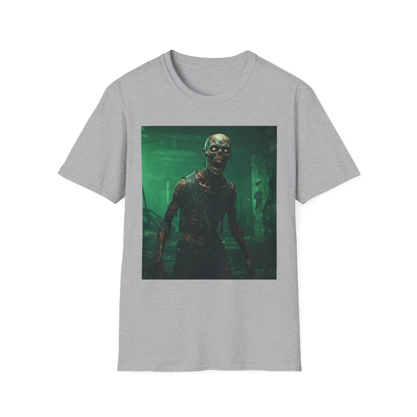 Apocalyptic Portrait Tee, bold, decaying zombie graphic