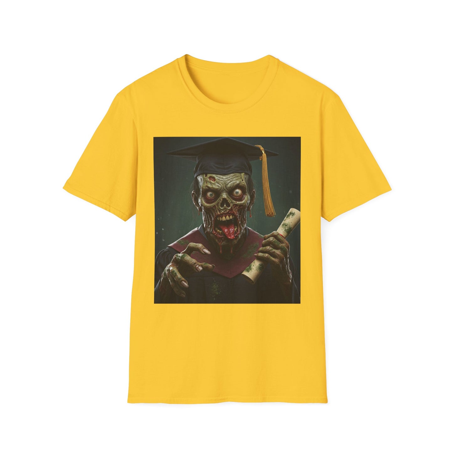 Zombie Graduate Unisex Softstyle T-Shirt - Perfect for Halloween & Graduation