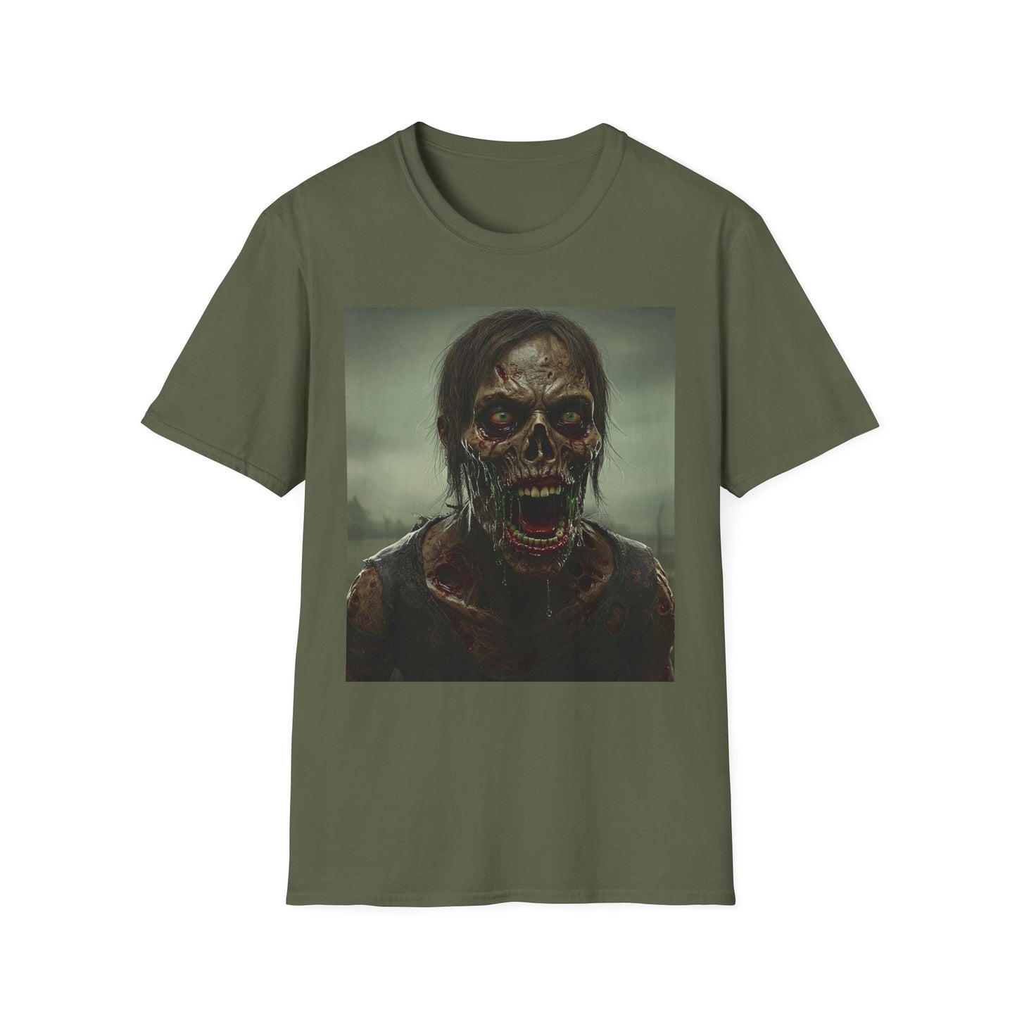 Apocalyptic Portrait Tee, bold, decaying zombie graphic