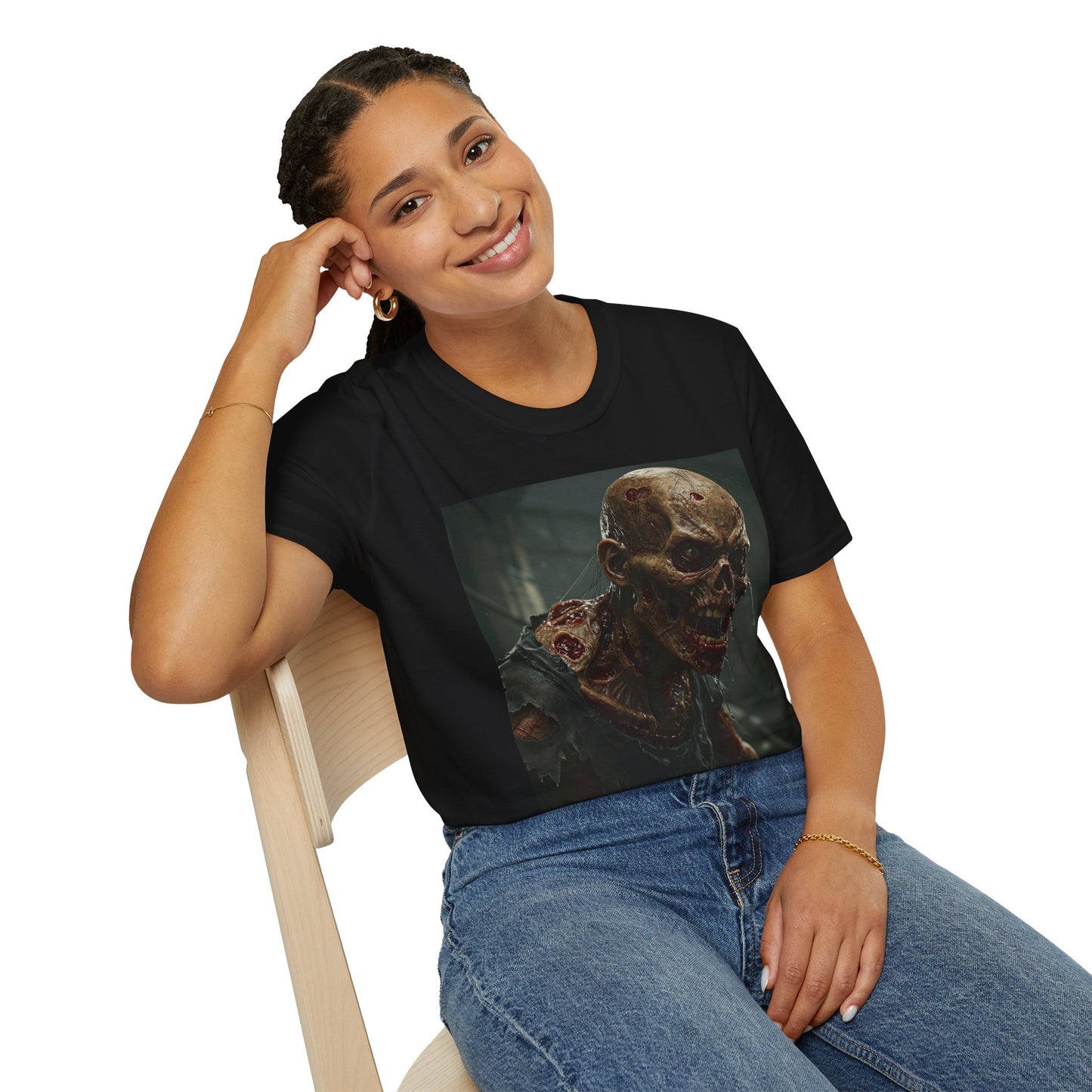 Unisex Softstyle T-Shirt with Zombie Design | Perfect for Halloween and Horror Fans