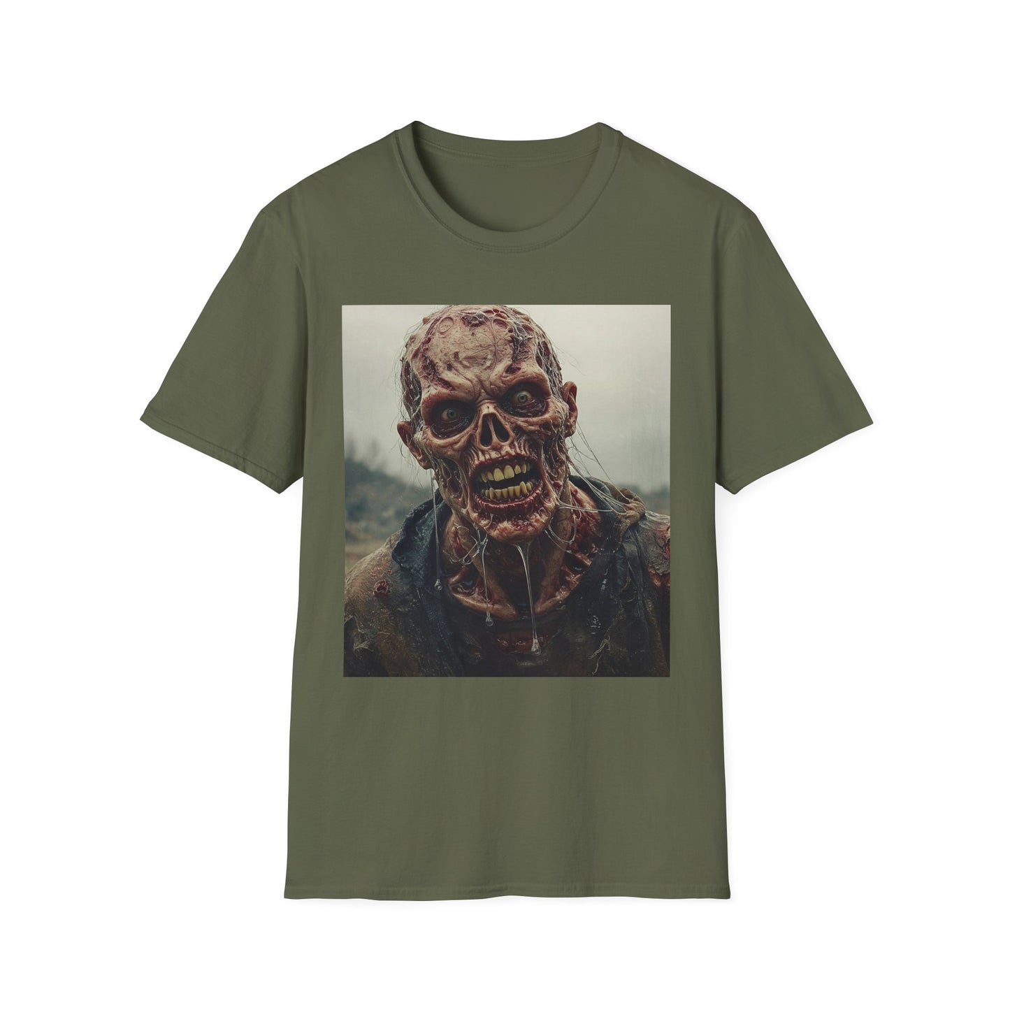 Apocalyptic Portrait Tee, bold, decaying zombie graphic