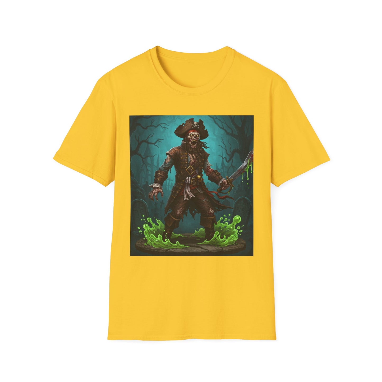 Pirate Apocalyptic Portrait Tee, bold, decaying zombie graphic