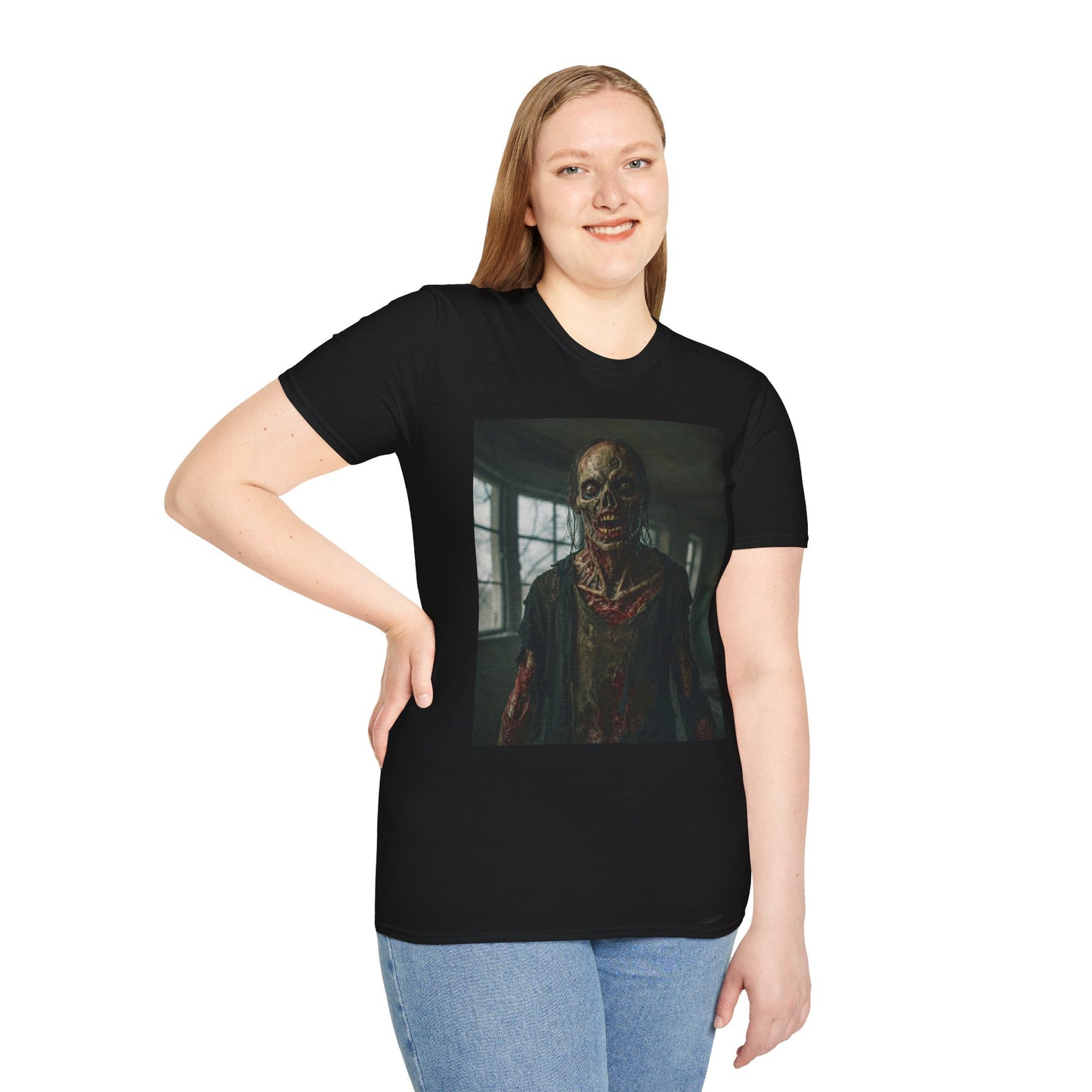 Apocalyptic Portrait Tee, bold, decaying zombie graphic