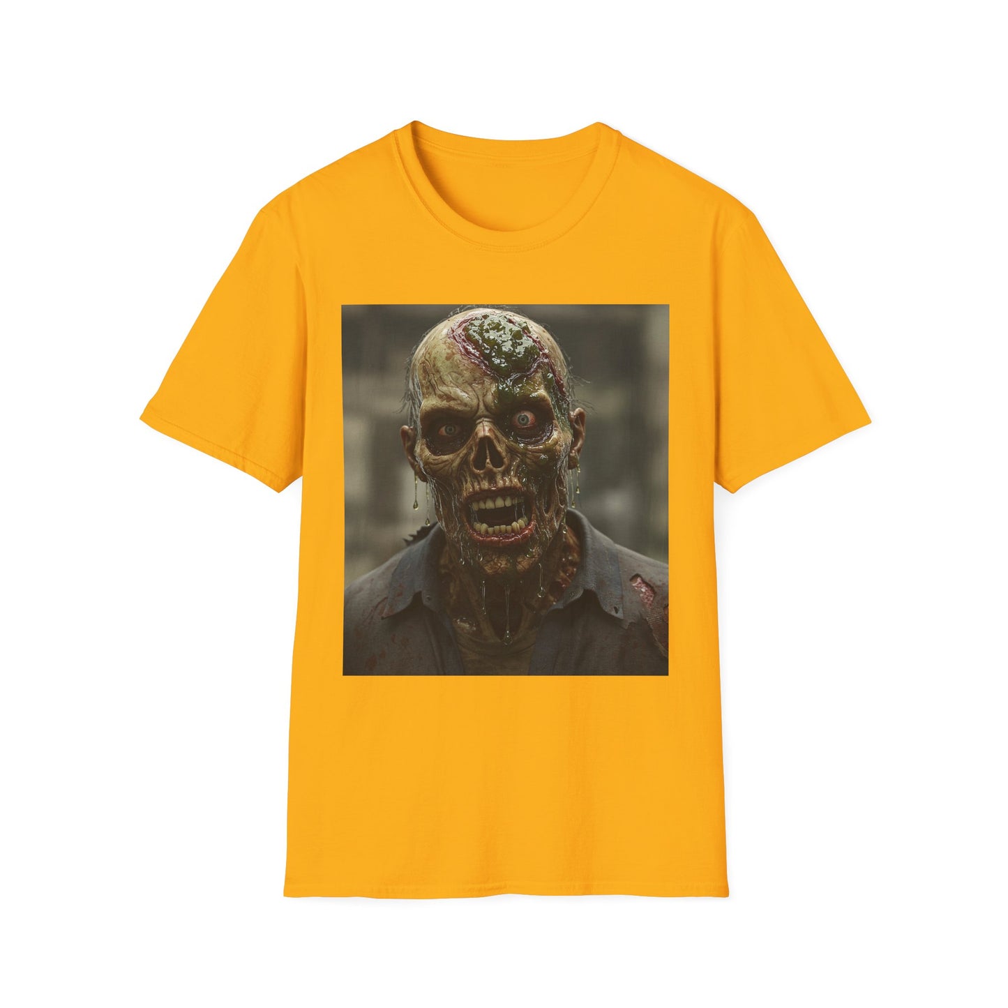 Apocalyptic Portrait Tee, bold, decaying zombie graphic