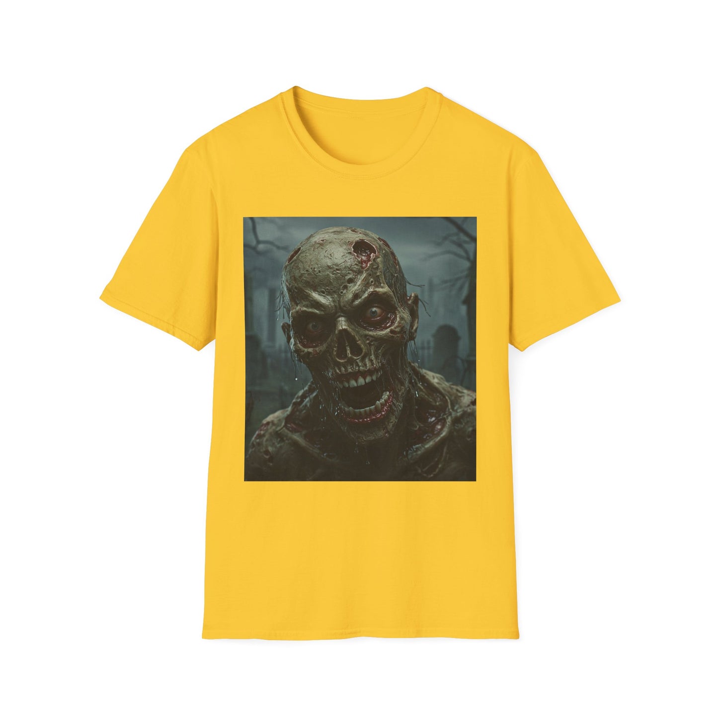 Apocalyptic Portrait Tee, bold, decaying zombie graphic