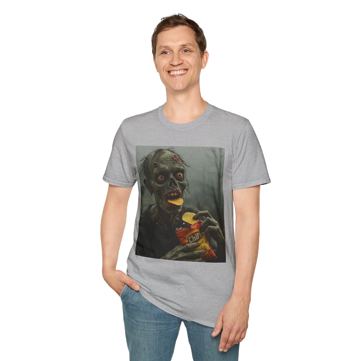 Zombie Snack Unisex Softstyle T-Shirt - Perfect for Horror Fans & Halloween