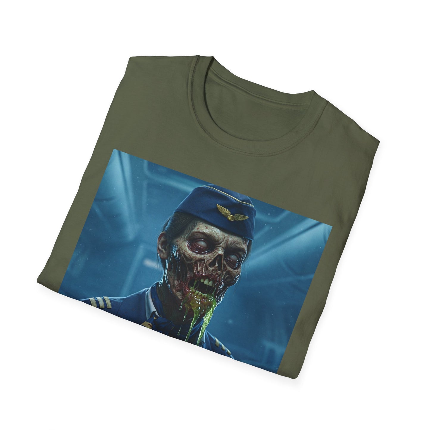 Zombie Pilot Apocalyptic Portrait Tee, bold, decaying zombie graphic