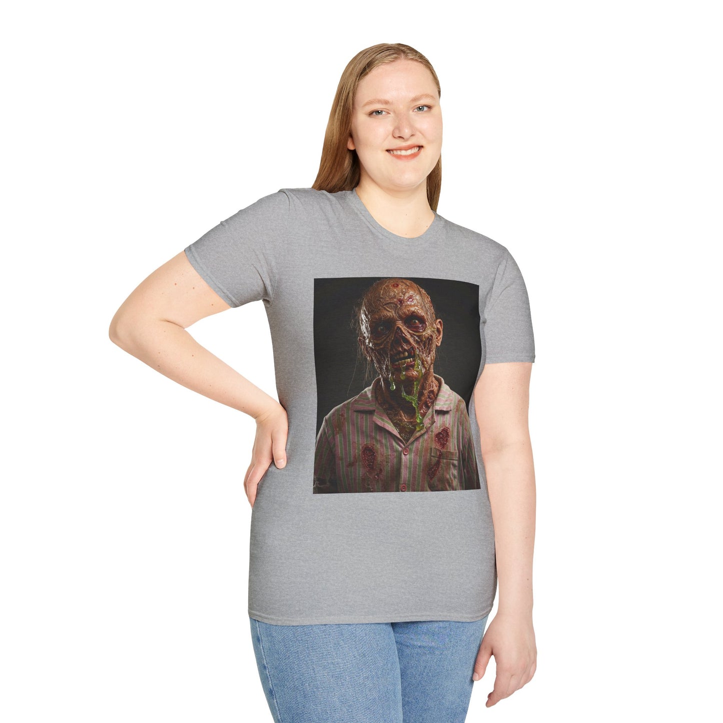 Horror-Inspired Unisex Softstyle T-Shirt - Zombie Graphic Tee